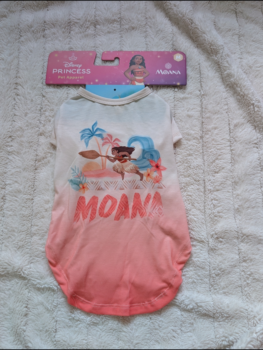 Disney Moana Cream Dog Tee, Size Medium
